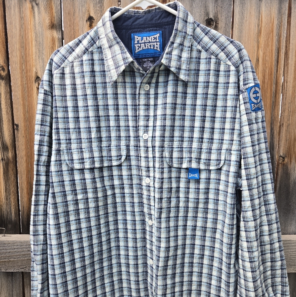 Planet Earth Vintage Flannel Shirt View 2